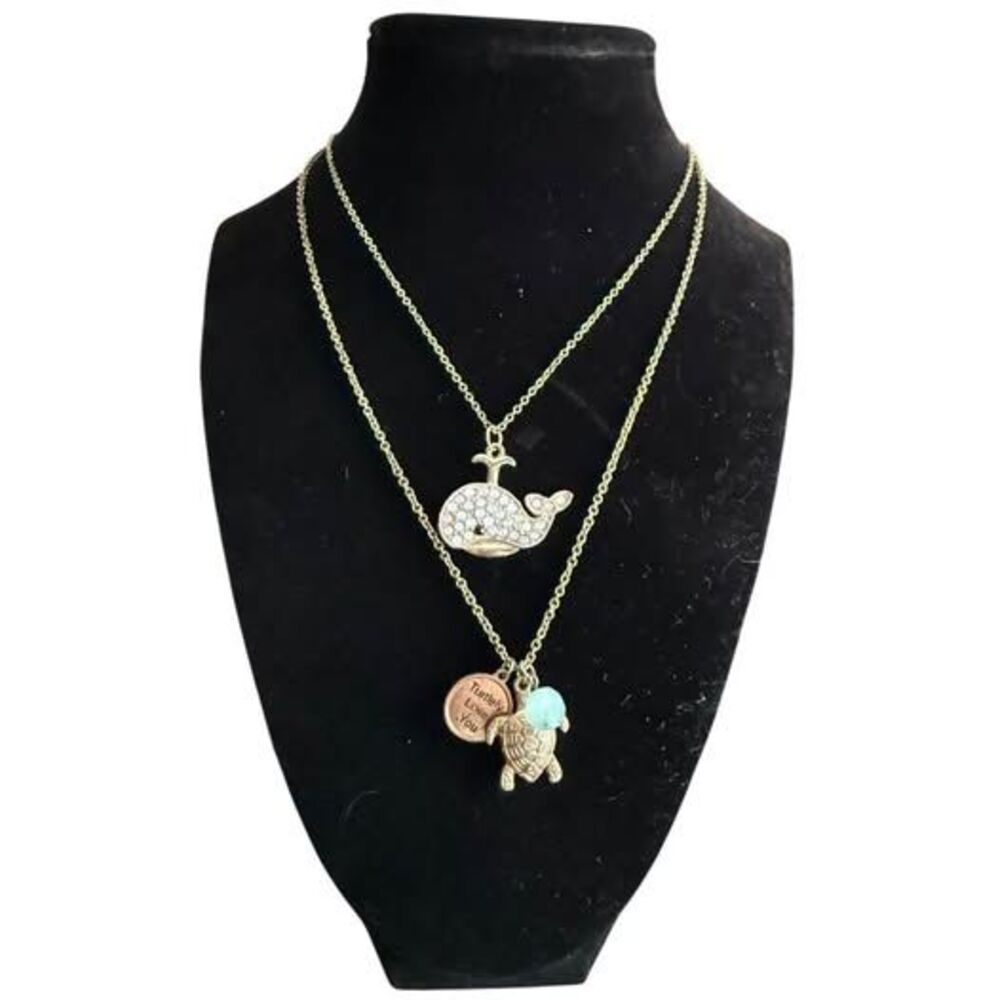 Whale & Turtle Gold Toned Adjustable Necklaces